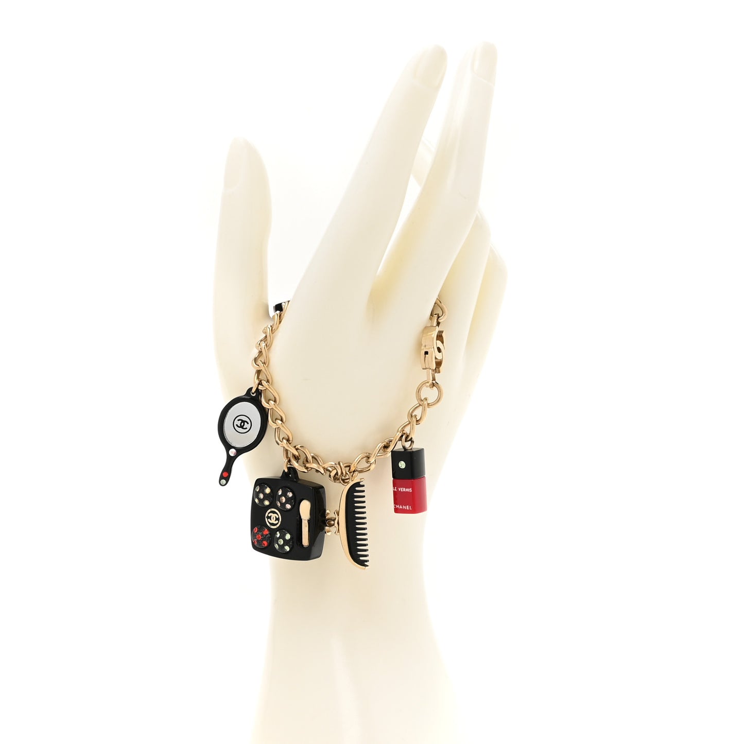 Resin Beauty Icons Charm Bracelet Black Gold