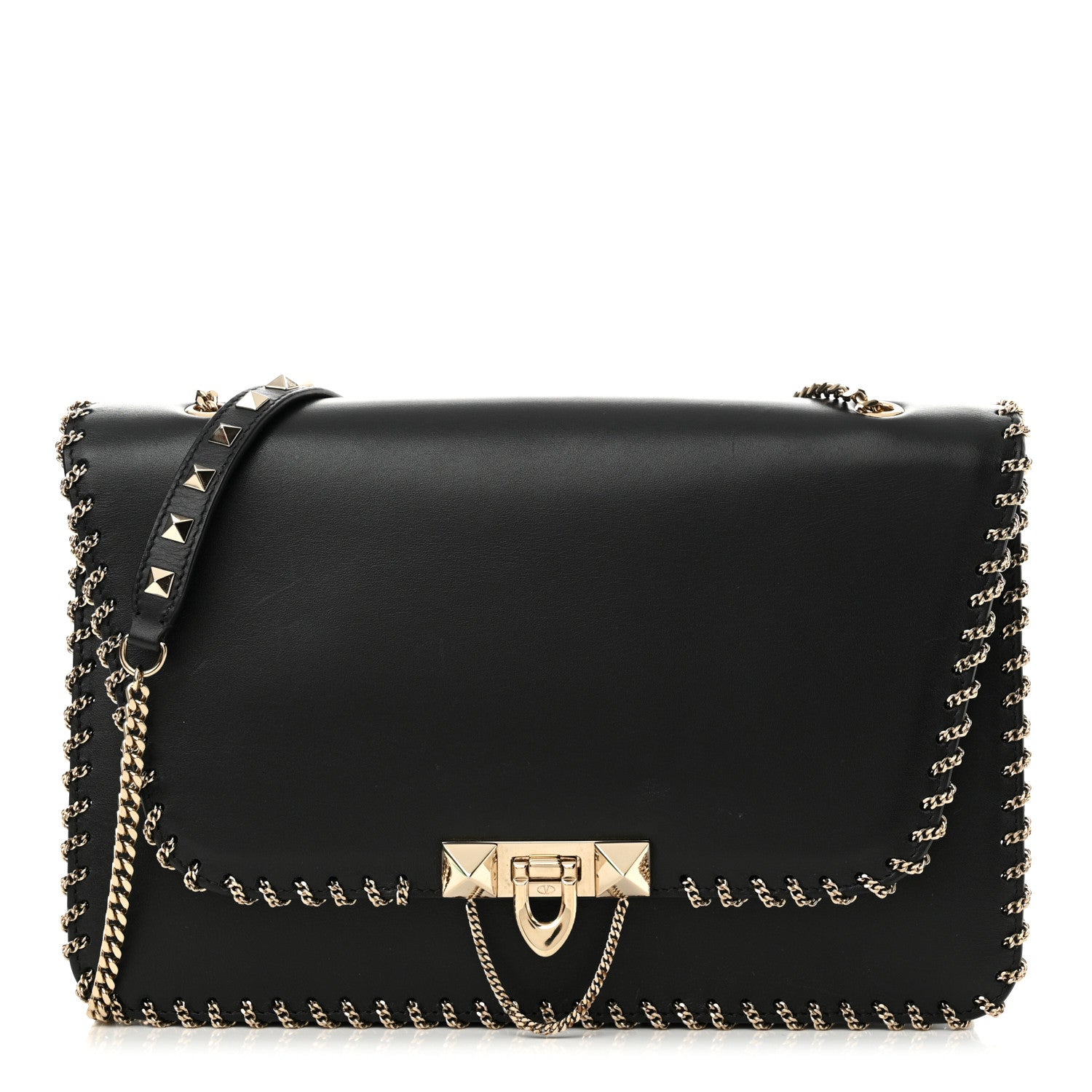 Valentino Garavani Vitello Groumette Small Rockstud Demilune Shoulder Bag 1 of 14