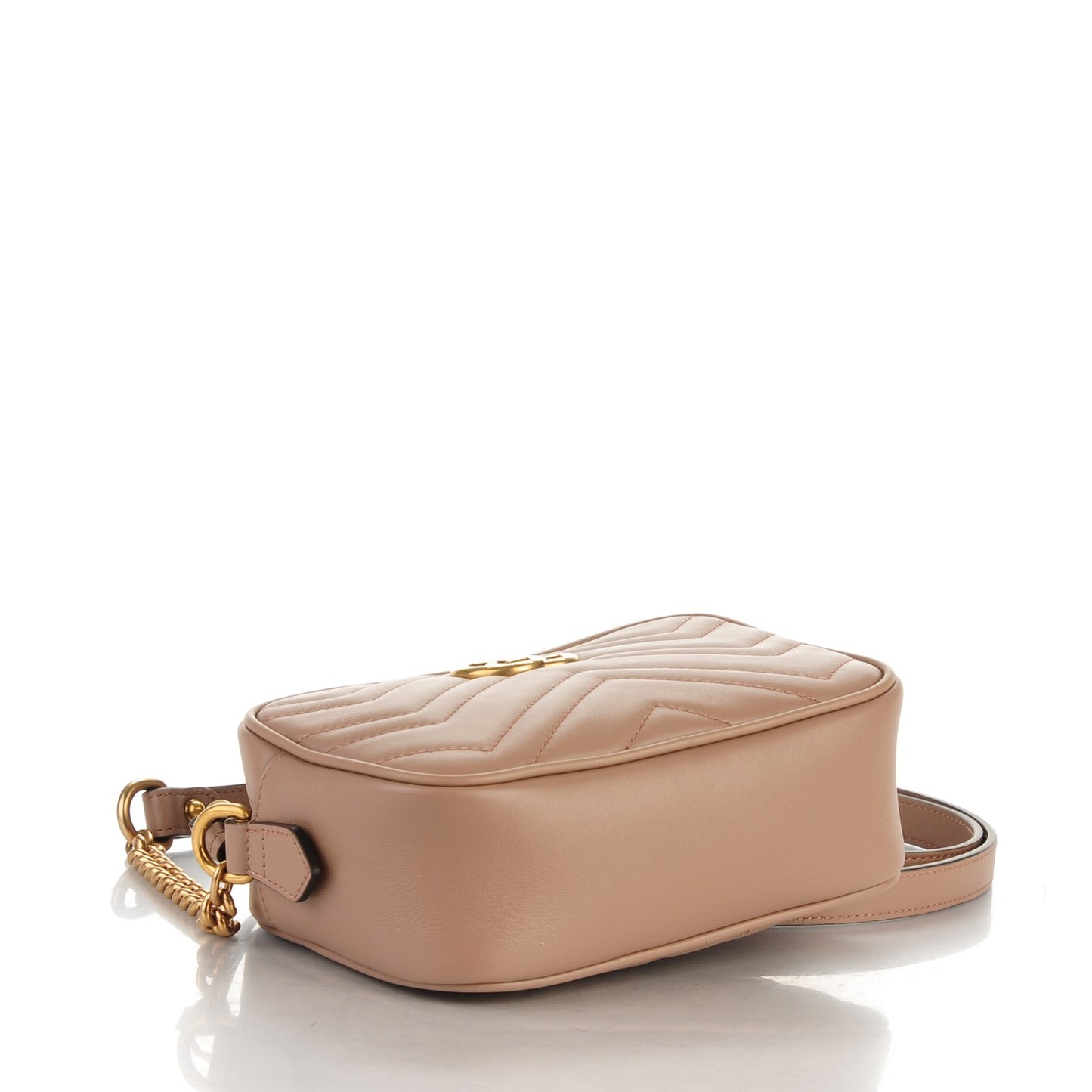 Calfskin Matelasse Mini GG Marmont Chain Shoulder Bag Nude