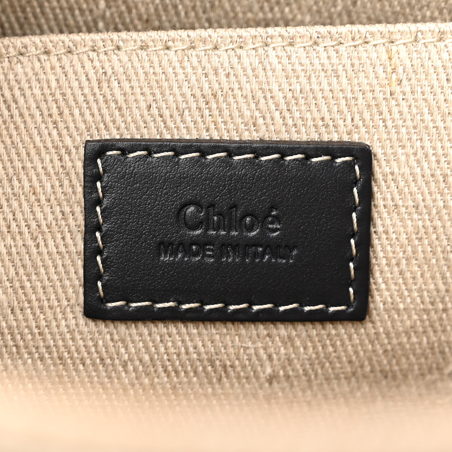 Chloe Linen Calfskin Large Woody Ribbon Tote Black Blue 6 of 10