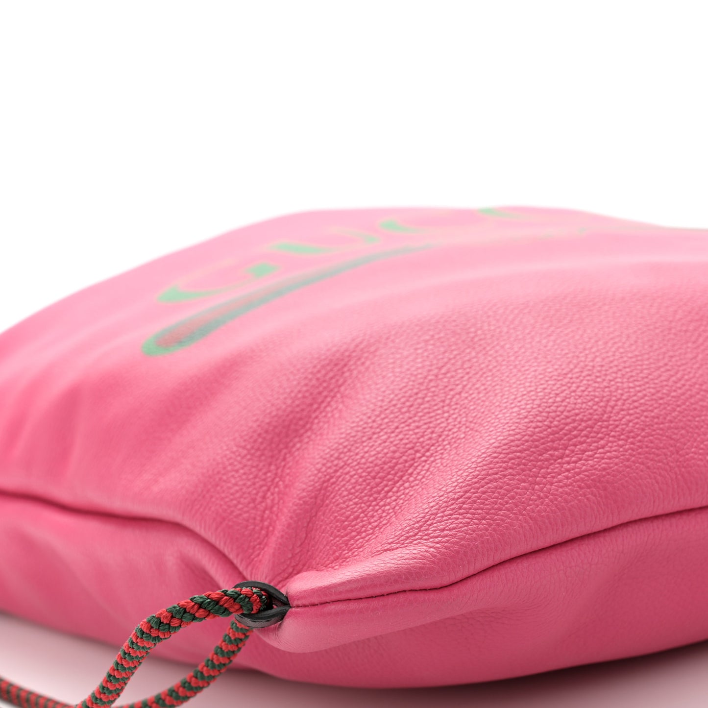 Grained Calfskin Logo Drawstring Backpack Box Pink Green Black