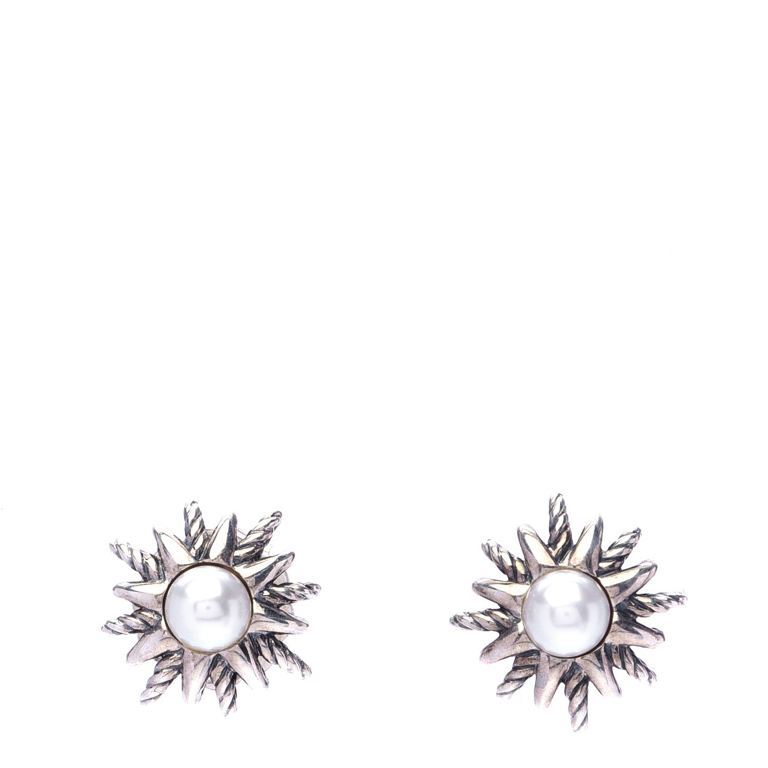 David Yurman Sterling Silver Pearl Starburst Earrings 1 of 5