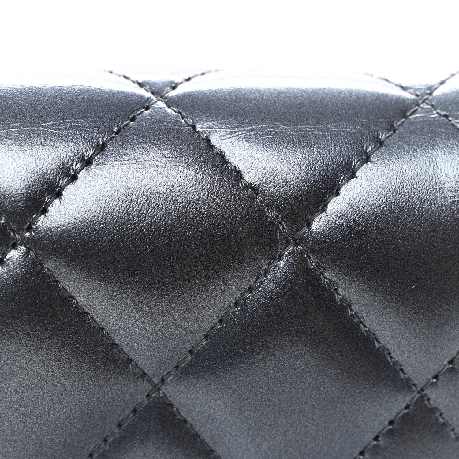 Chanel Metallic Lambskin Quilted Large Gusset Flap Wallet Dark Blue 9 of 9