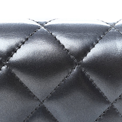 Chanel Metallic Lambskin Quilted Large Gusset Flap Wallet Dark Blue 9 of 9