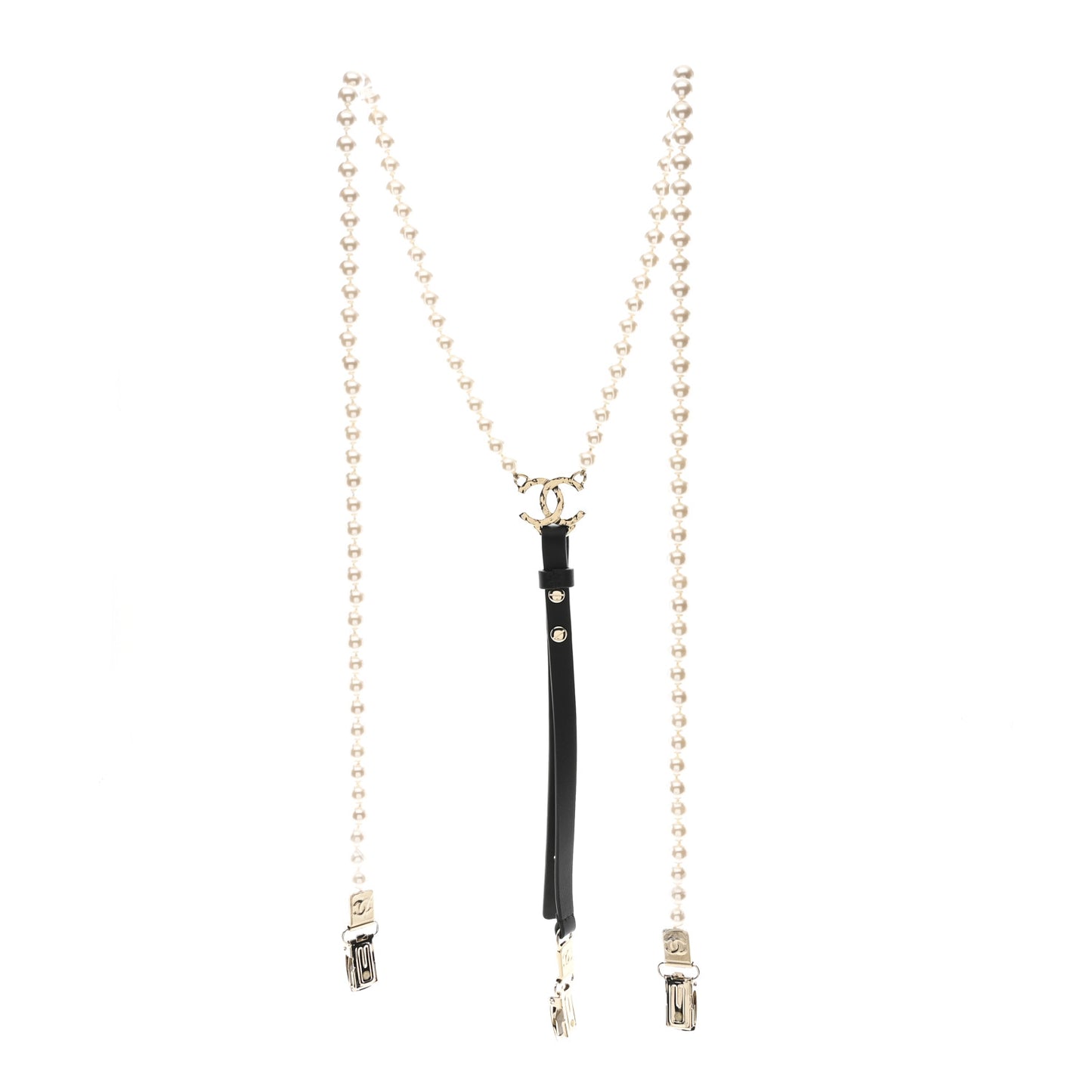 Calfskin Pearl CC Suspenders M Black Pearly White