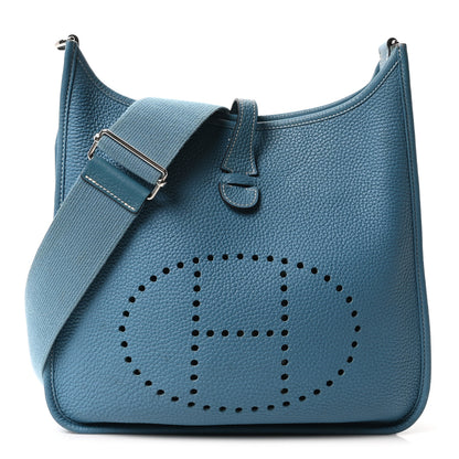 Hermes Taurillon Clemence Evelyne III GM Blue Jean 1 of 10