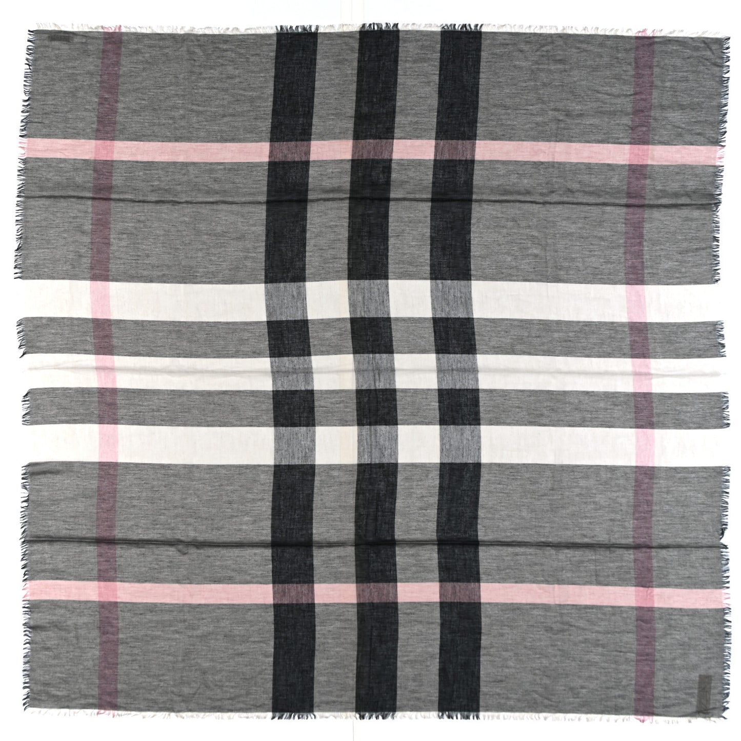 Modal Wool Relaxed Mega Check Square Scarf  Dark Trench