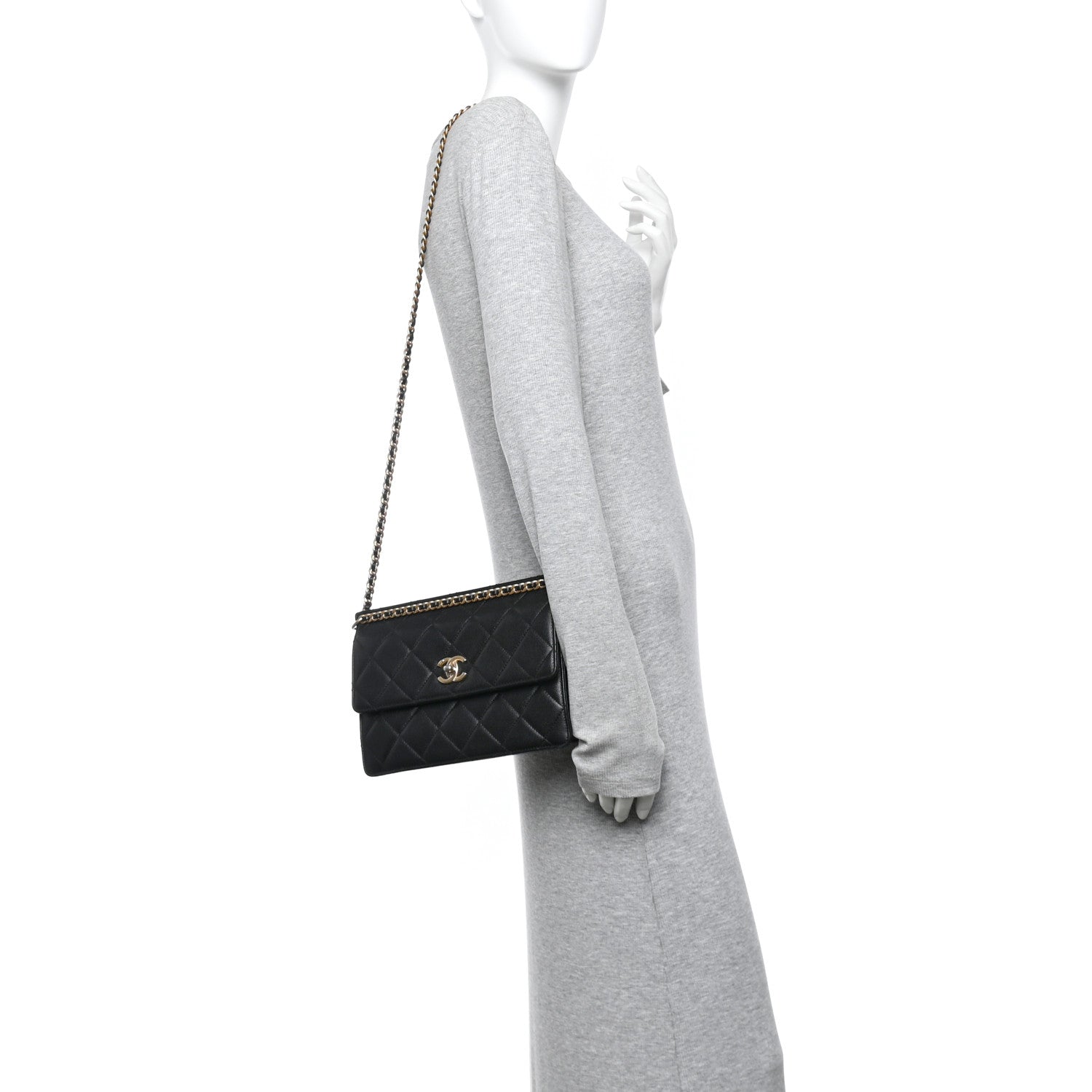 Chanel Caviar Quilted Chain Frame Flap Black 2 of 13