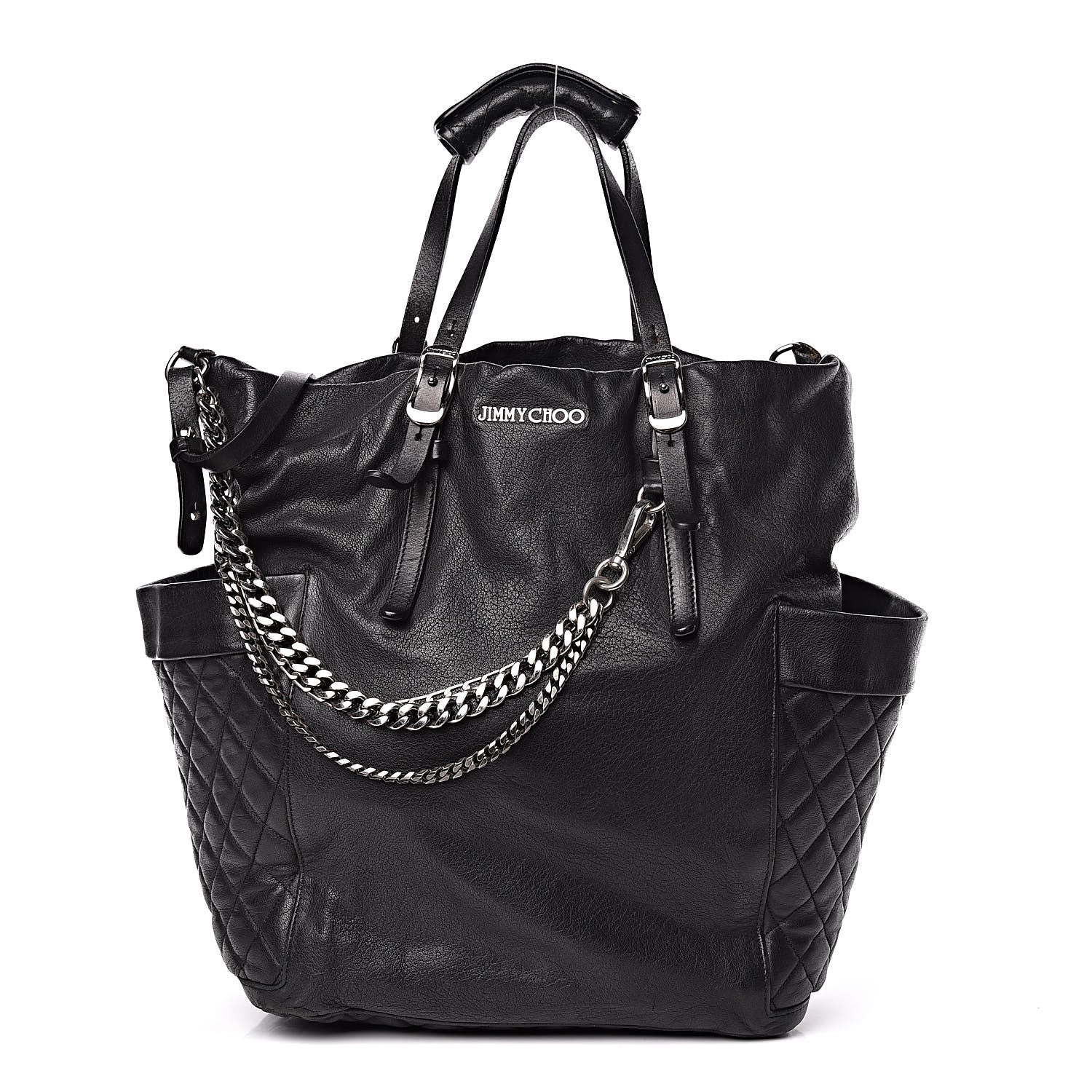 Jimmy Choo Lambskin Chain Embellished Blare Tote Black 1 of 15