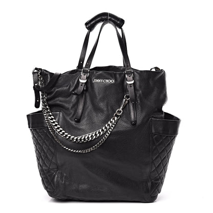 Jimmy Choo Lambskin Chain Embellished Blare Tote Black 1 of 15