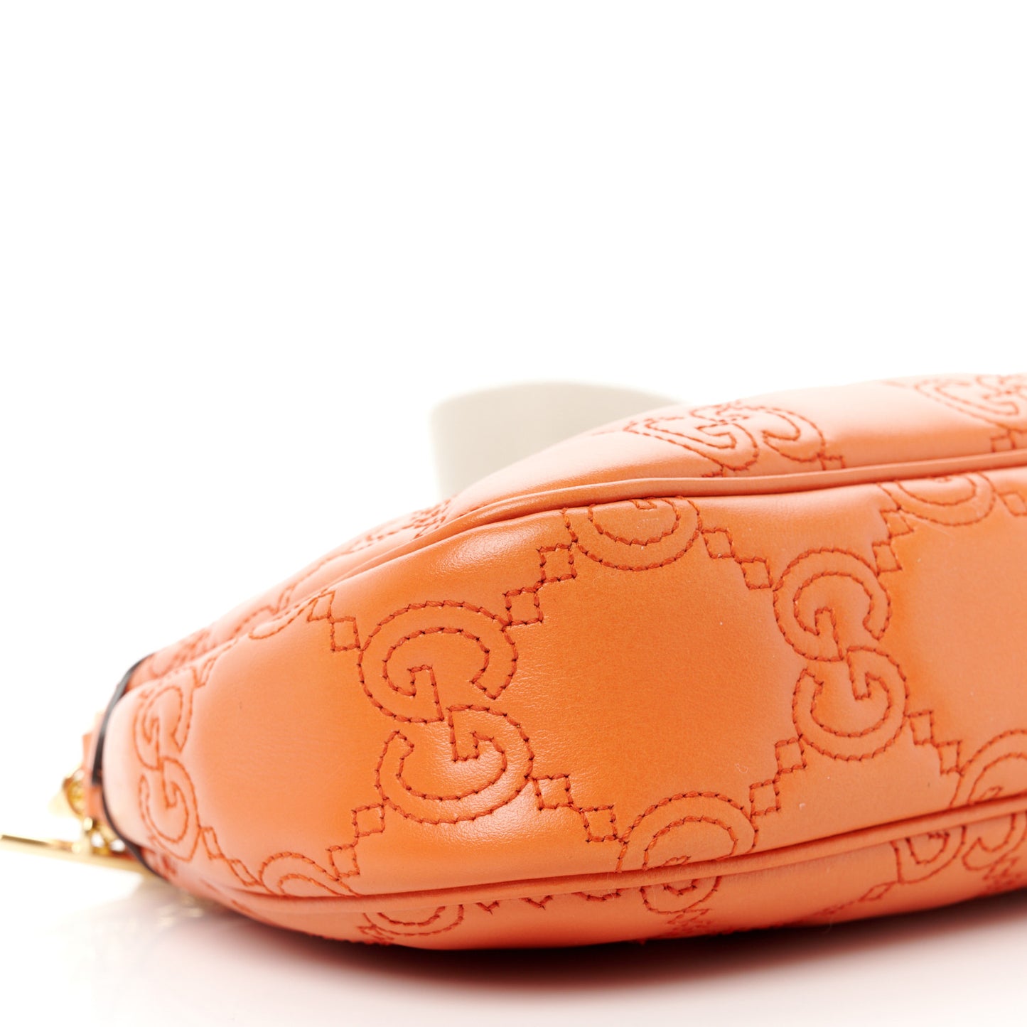 Calfskin GG Matelasse Chain Handbag Deep Orange Natural