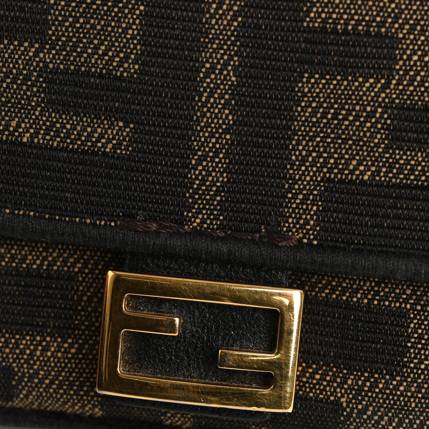 Fabric Jacquard FF 1974 Nano Baguette Charm Tobacco Moro Black