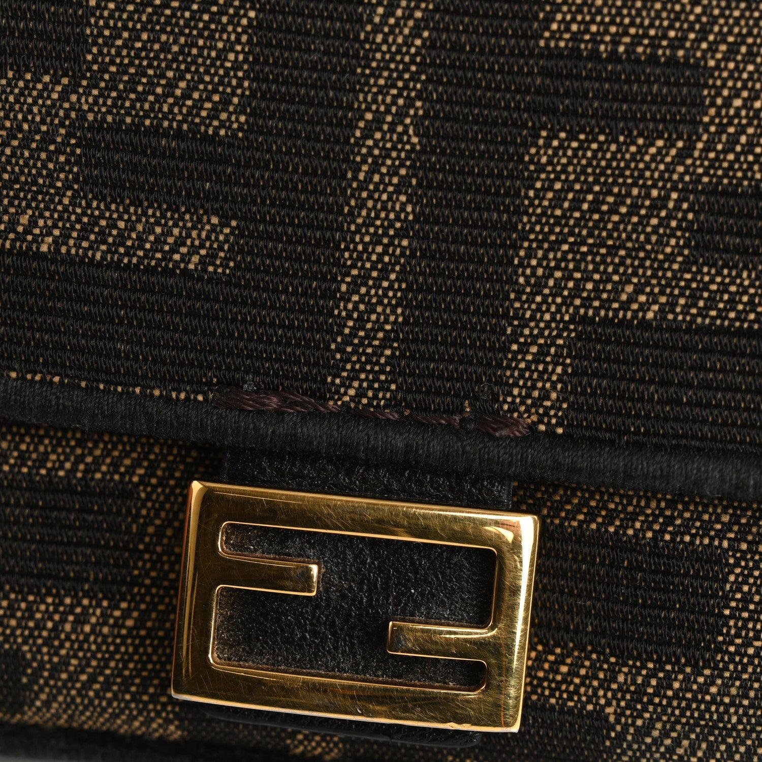 Fendi Fabric Jacquard FF 1974 Nano Baguette Charm Tobacco Moro Black 11 of 16