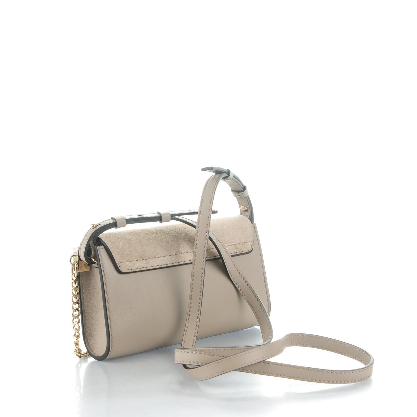 Suede Calfskin Mini Faye Shoulder Bag Motty Grey