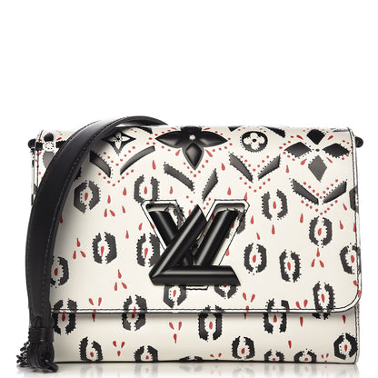 Louis Vuitton Calfskin Graphic Print Twist Shoulder Bag MM White Black 1 of 5