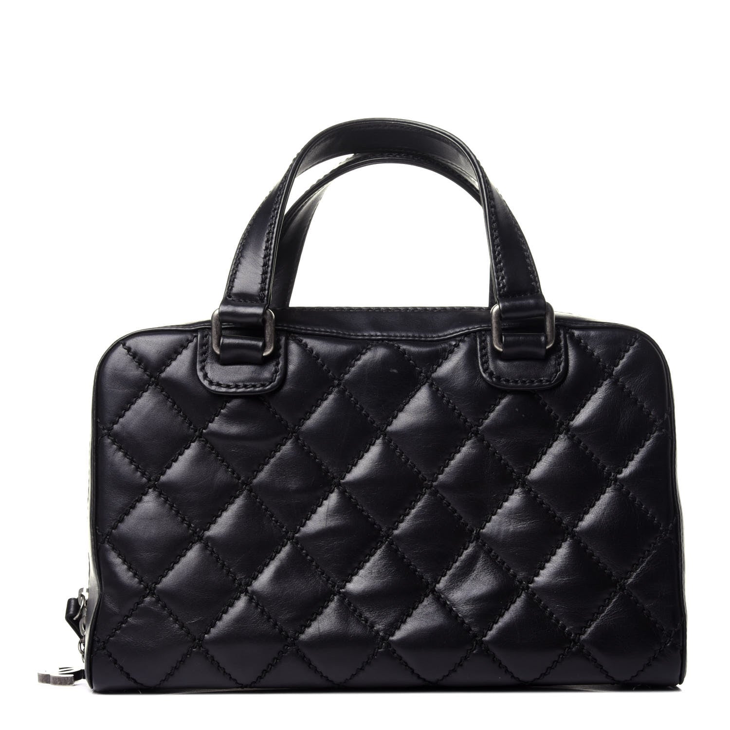 Chanel Calfskin Quilted Top Handle Bag Black 1 of 11
