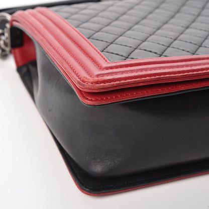 Chanel Lambskin Quilted Large Boy Flap Black Red 11 of 15