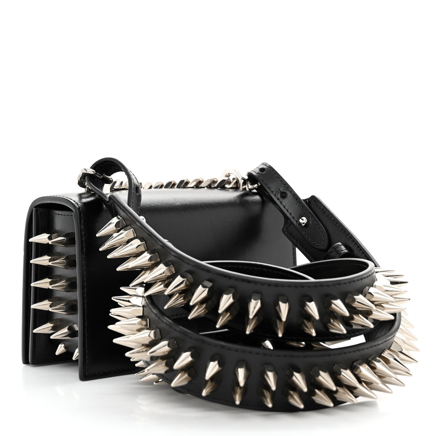 Alexander McQueen Calfskin Studded Jeweled Mini The Biker Knuckle Satchel Black 3 of 10