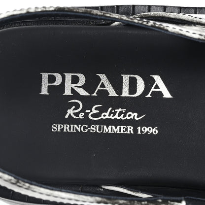 Prada Spazzolato Fume Re-Edition 1996 Buckle Sandals 39 Bianco 8 of 10
