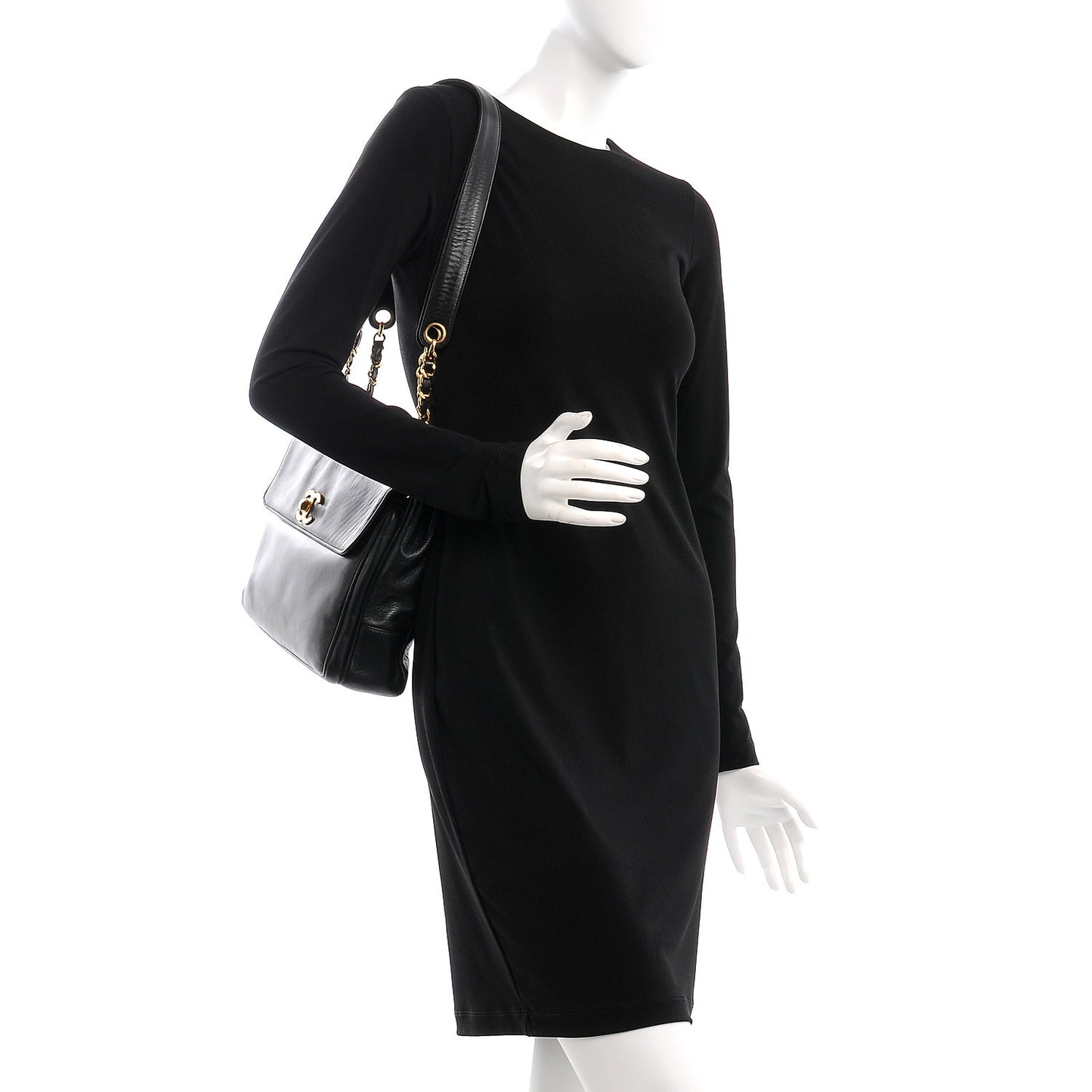 Lambskin Flap Shoulder Bag Black