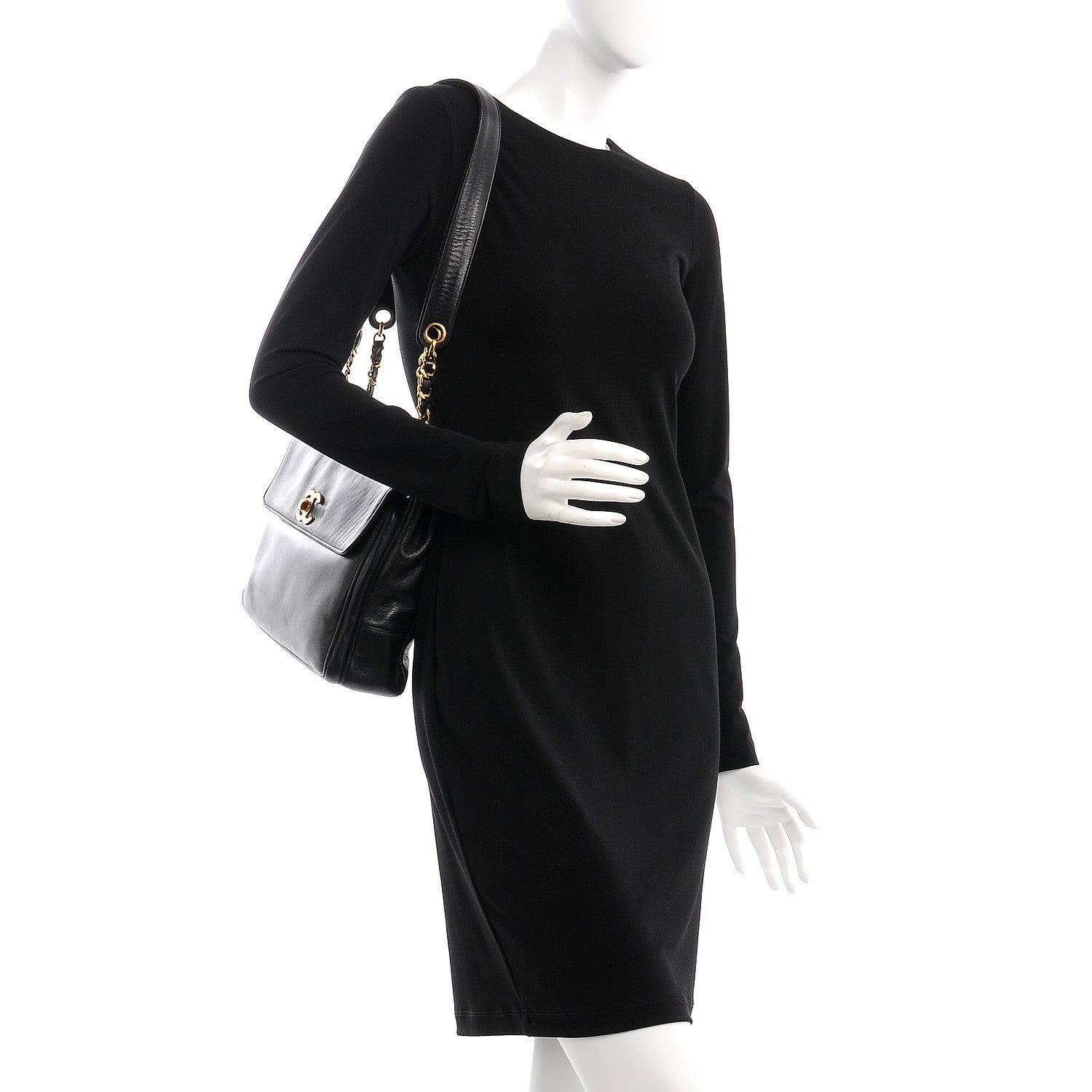 Chanel Lambskin Flap Shoulder Bag Black 2 of 10