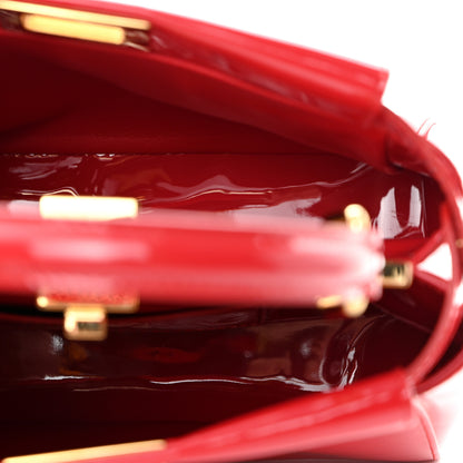 Fendi Vitello Vernice Mou Mini Peekaboo Iconic Satchel Rosso Cardinale 5 of 10