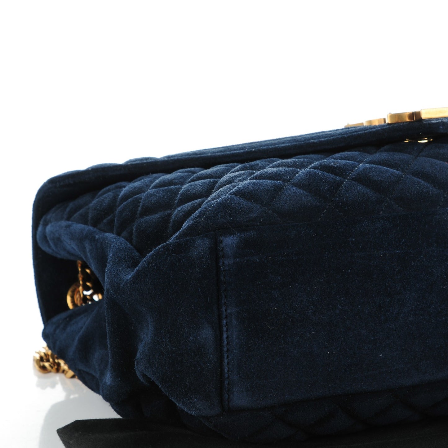 Suede Mixed Matelasse Triquilt Large Monogram Envelope Satchel Navy Blue
