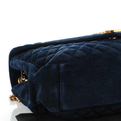 Saint Laurent Suede Mixed Matelasse Triquilt Large Monogram Envelope Satchel Navy Blue 8 of 9