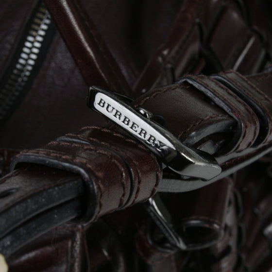 Leather Pleated Lowry Cartridge Bag Dark Purple