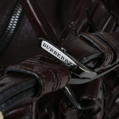 Burberry Leather Pleated Lowry Cartridge Bag Dark Purple 7 of 13