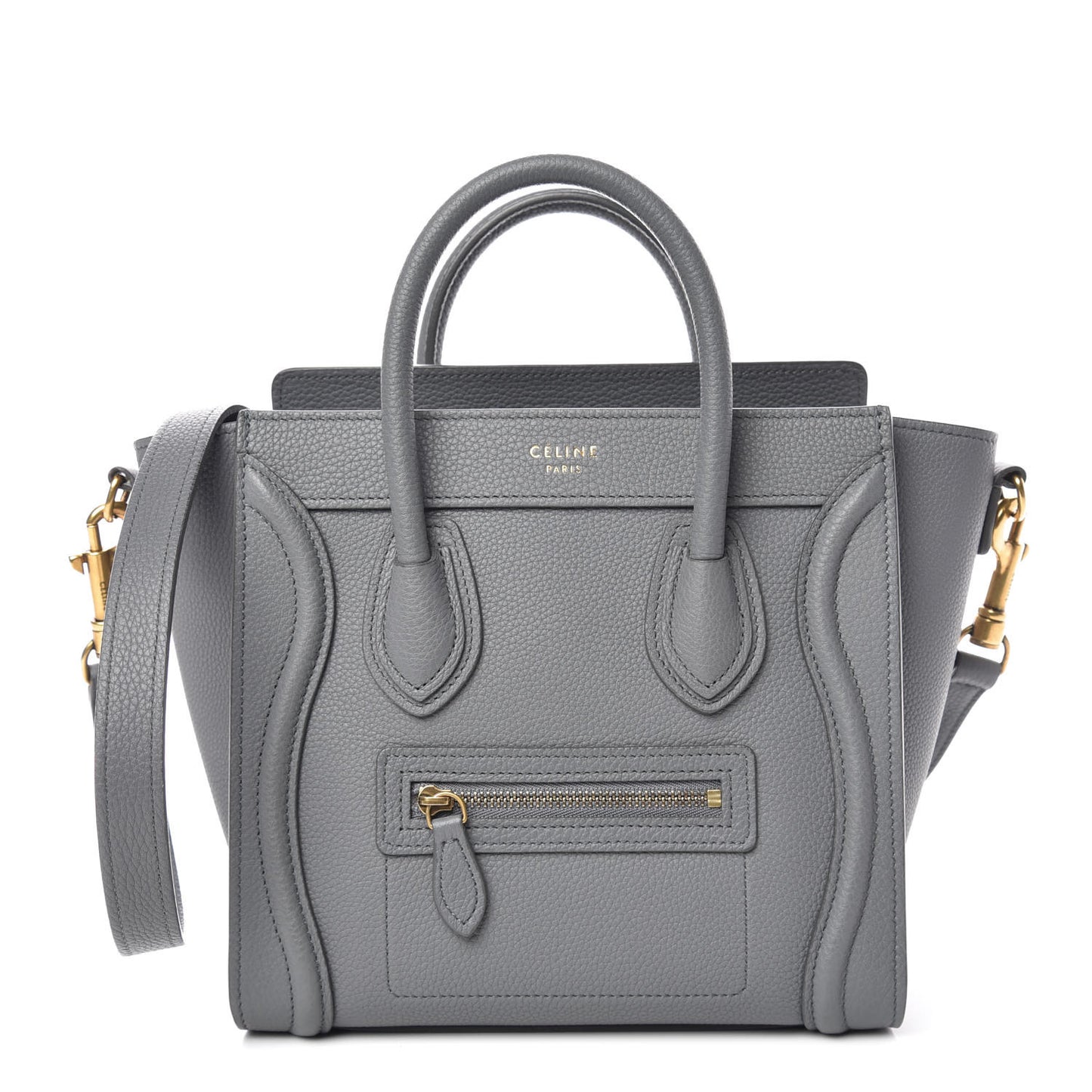 Drummed Calfskin Nano Luggage Kohl