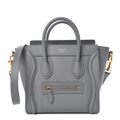 Celine Drummed Calfskin Nano Luggage Kohl 1 of 10