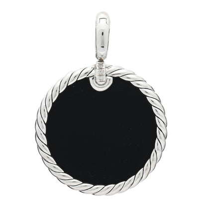 David Yurman Sterling Silver Diamond Onyx Mother of Pearl Elements Disc Pendant 3 of 4