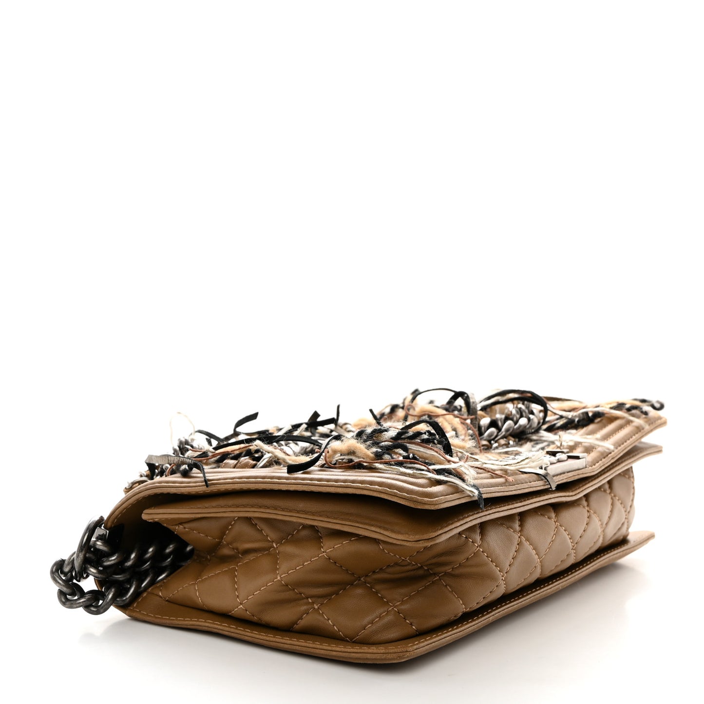 Calfskin Tweed Enchained Medium Boy Flap Brown
