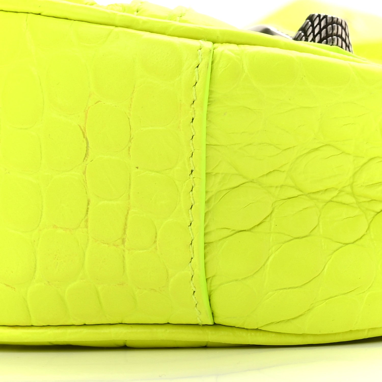 Balenciaga Extra Supple Calfskin Crocodile Embossed Le Cagole Shoulder Bag XS Fluo Yellow 10 of 10