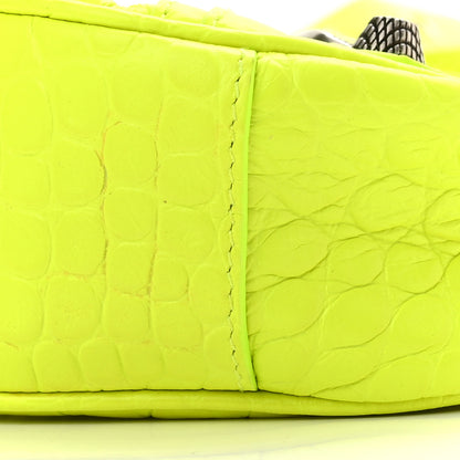 Balenciaga Extra Supple Calfskin Crocodile Embossed Le Cagole Shoulder Bag XS Fluo Yellow 10 of 10