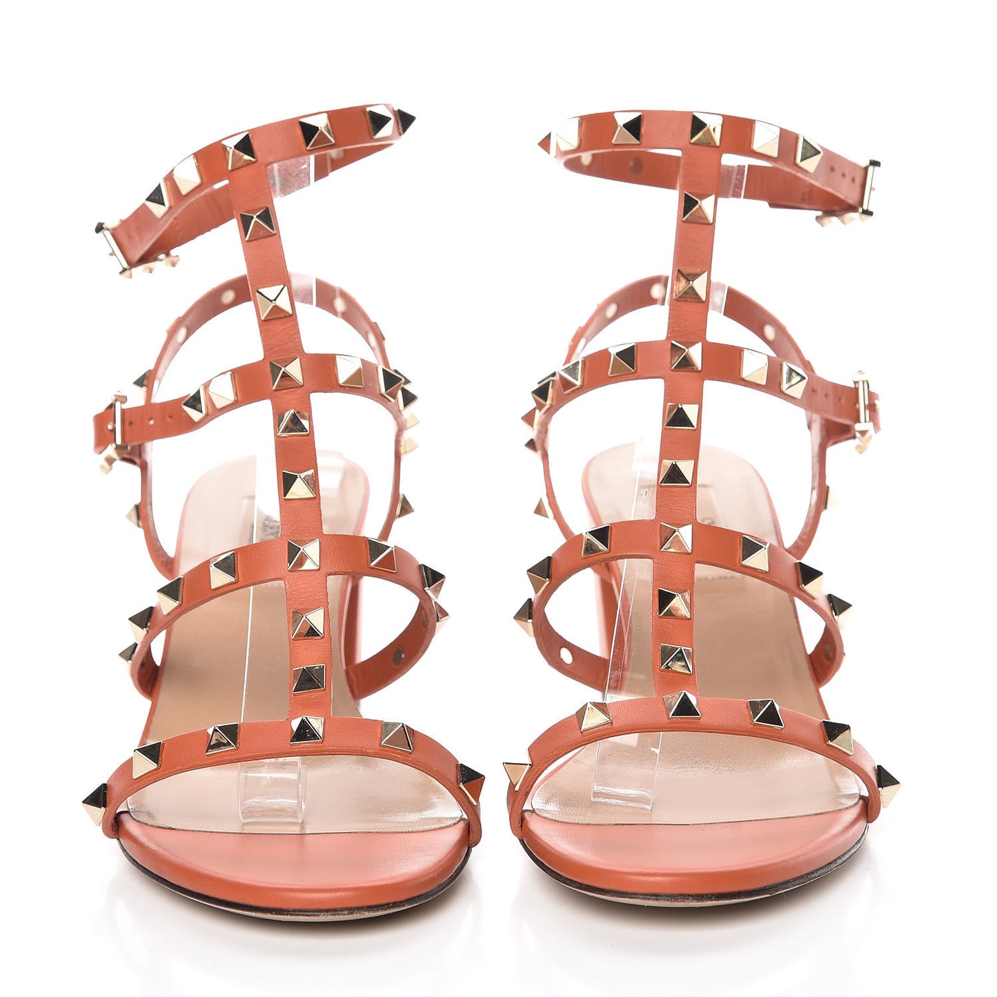 Calfskin Rockstud 60mm City Sandals 38 Orange