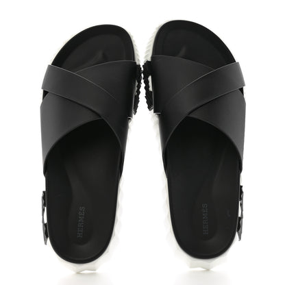 Hermes Nappa Mens Infra Sandals 43.5 Black 2 of 10