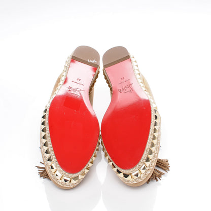 Christian Louboutin Suede Carmel CA 70 Wedge Espadrilles 39 Noisette 5 of 7