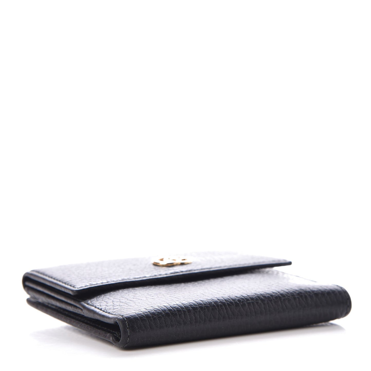 Dollar Calfskin Double G French Flap Wallet Black