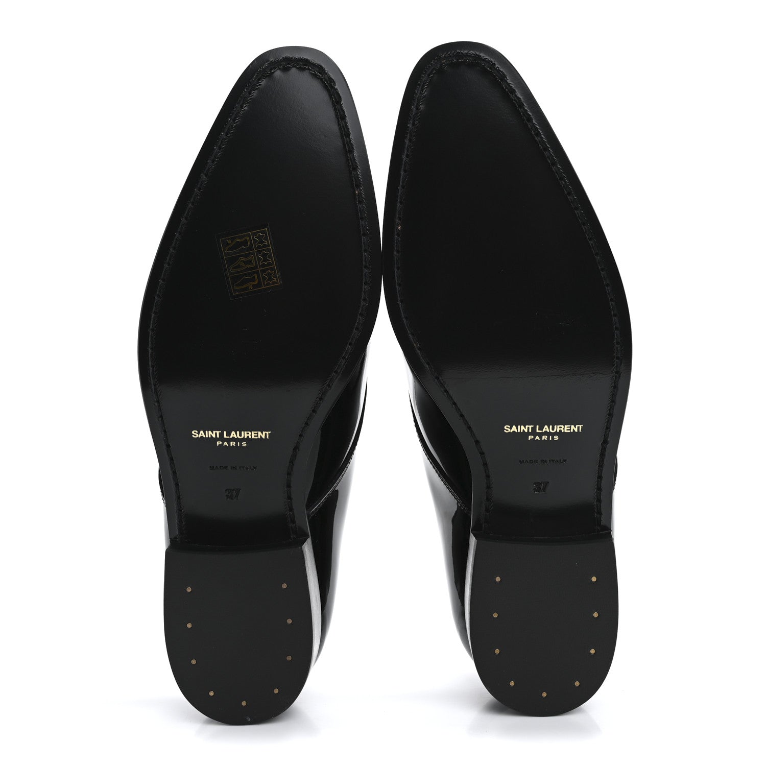 Saint Laurent Patent Calfskin Mens Derby Lace Up Shoes 37 Black 6 of 10