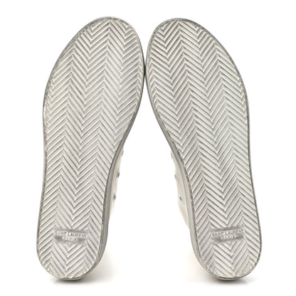 Saint Laurent Distressed Calfskin Bedford Logo-Appliqued Hightop Sneakers 40 Optic White 7 of 11