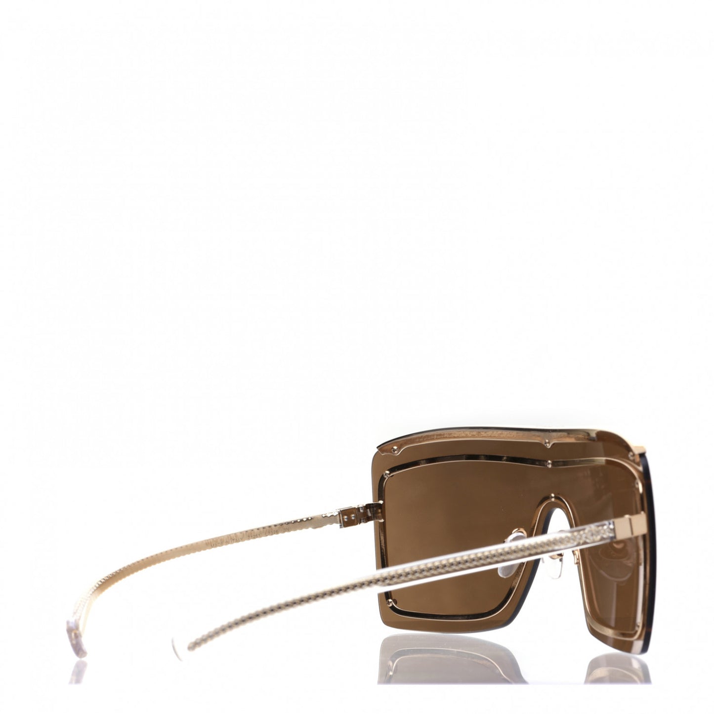 Rimless Shield Chain Sunglasses 71261 Brown Gold