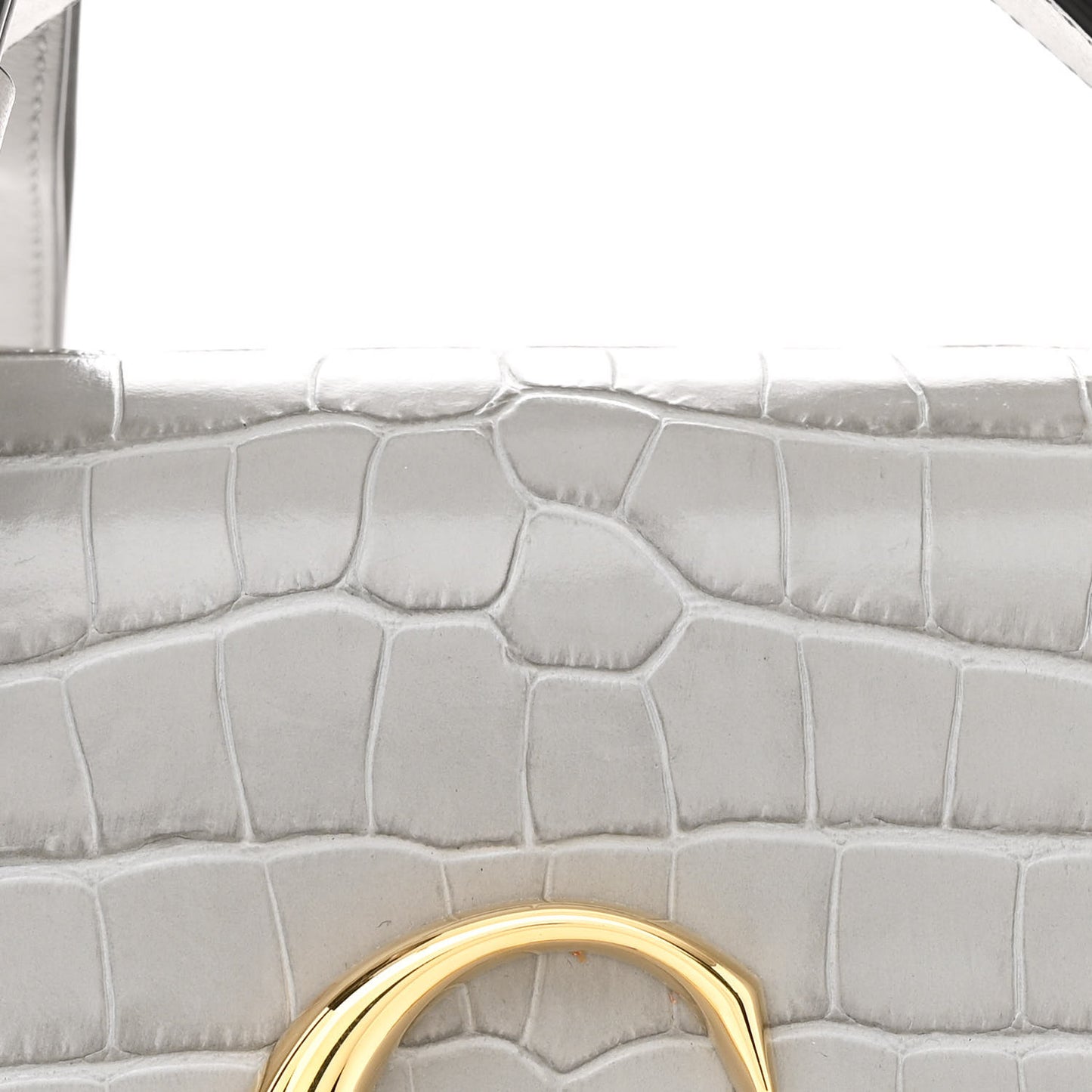 Calfskin Crocodile Embossed Mini C Bag Stormy Grey