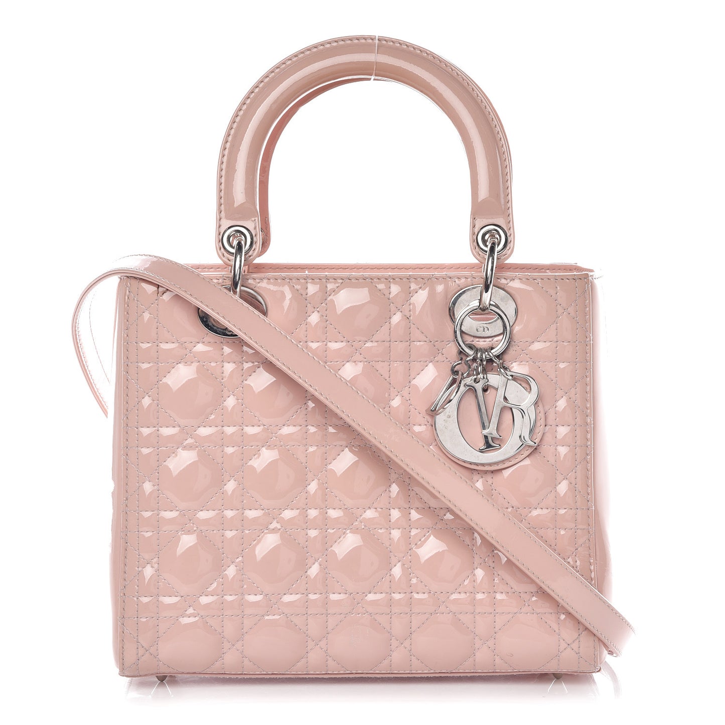 Patent Cannage Medium Lady Dior Rose Clair