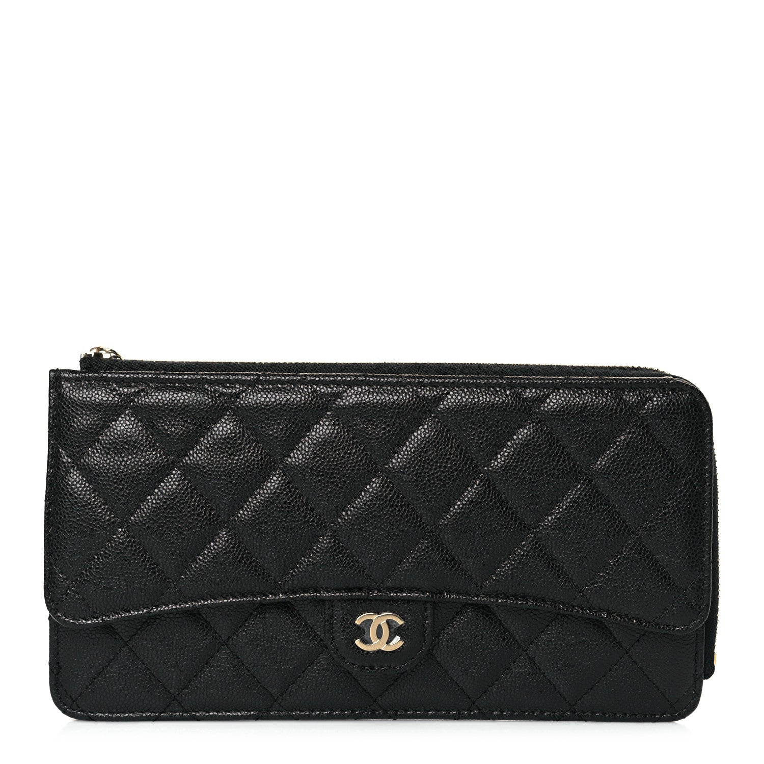 Chanel Caviar Quilted Flap Zip Pouch Black 1 of 8