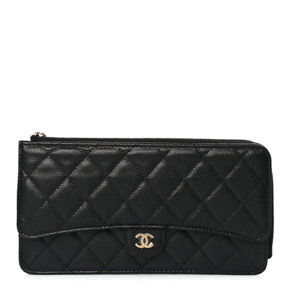 Chanel Caviar Quilted Flap Zip Pouch Black 1 of 8
