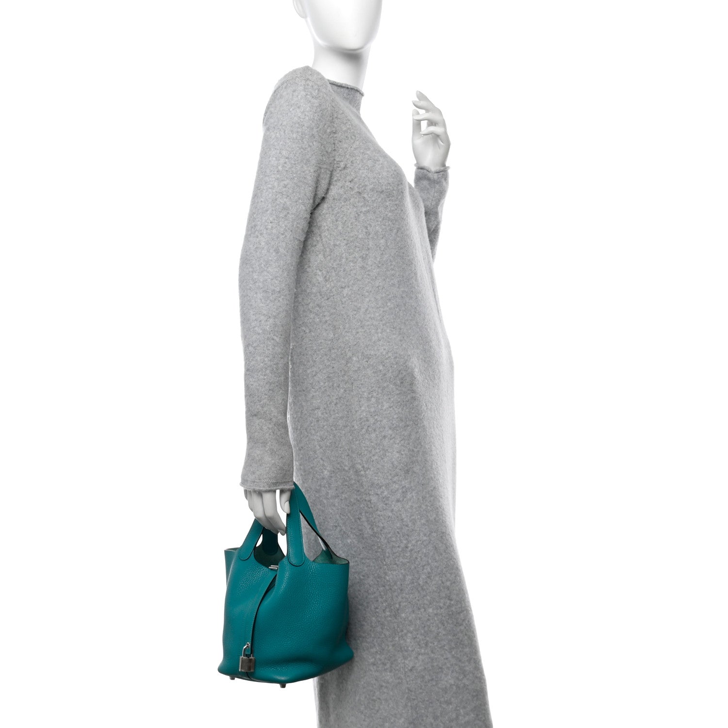 Hermes Taurillon Clemence Picotin Lock 18 PM Bleu Paon 2 of 11
