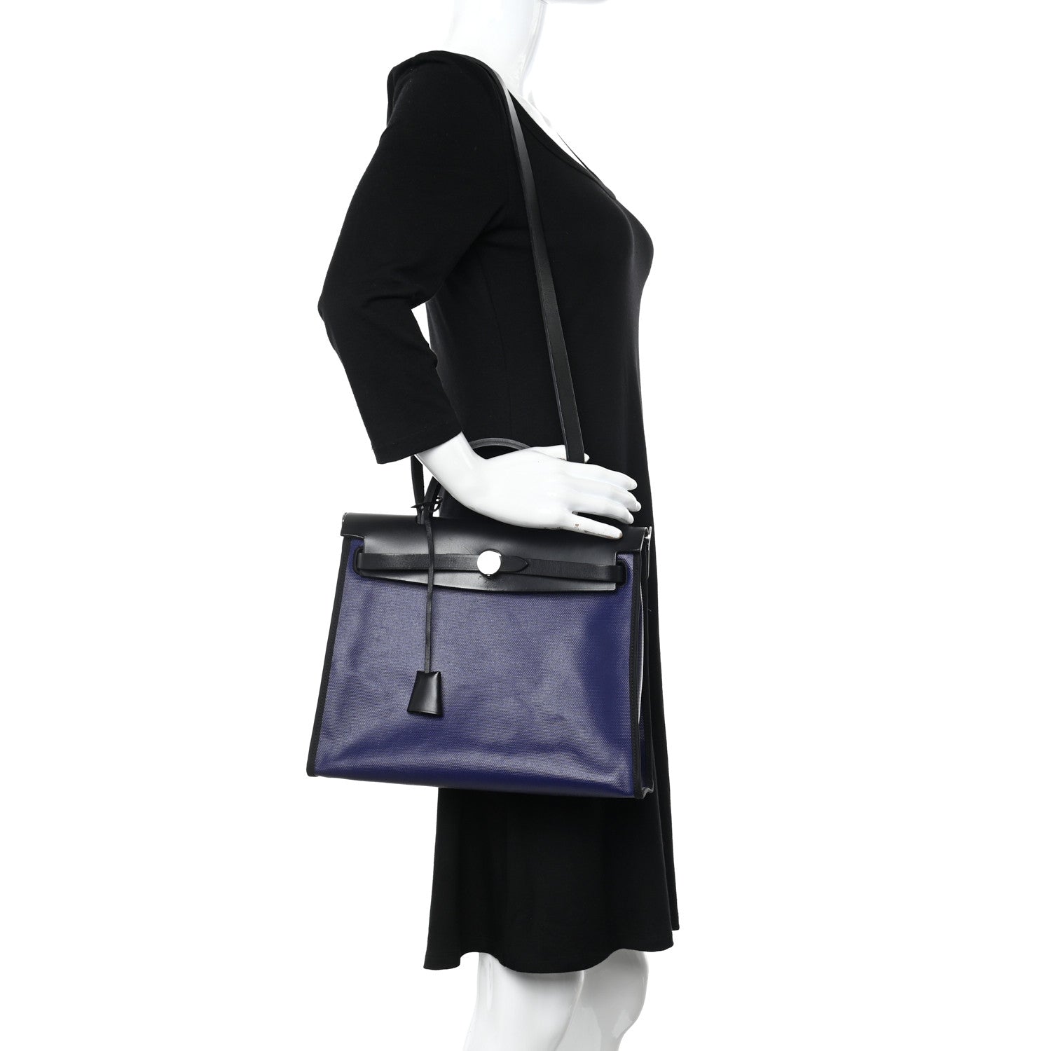 Hermes Toile H Berline Vache Hunter Herbag Zip PM 31 Bleu Encre Black 2 of 17