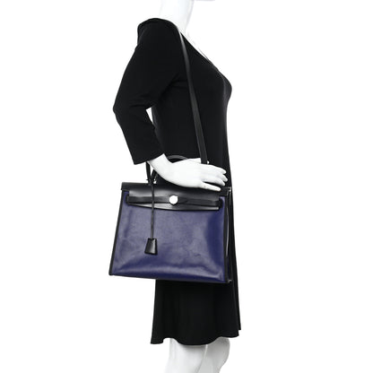 Hermes Toile H Berline Vache Hunter Herbag Zip PM 31 Bleu Encre Black 2 of 17